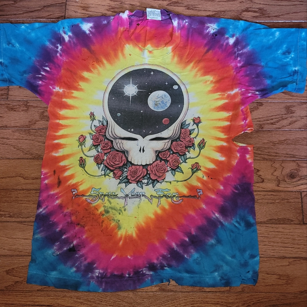 Vintage 1992 Greatful Dead Space your face t shirt sz L Thrashed